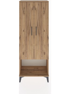 Arges Dolap 2 Raflı 2 Kapaklı Tek Askılı 60X30X163 Çam-Çam