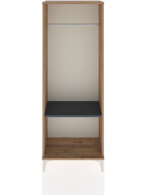 Arges Dolap Tek Raflı Kapaklı Tek Askılı 60X30X163 Çam-Antrasit