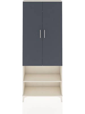 Arges Dolap 3 Raflı 2 Kapaklı Tek Askılı 88X30X221 Aytaşı-Antrasit