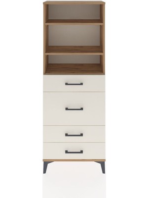 Arges Dolap 3 Raflı 4 Çekmeceli 60X30X163 Çam-Aytaşı