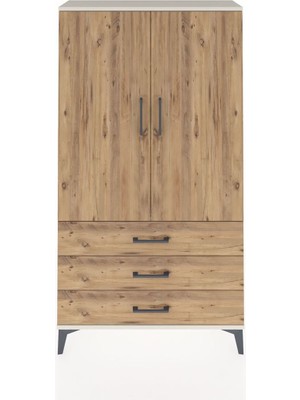 Arges Dolap 3 Raflı 3 Çekmeceli 2 Kapaklı 88X30X163 Aytaşı-Çam