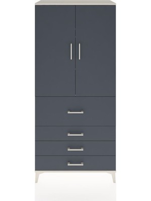 Hyperion Dolap 3 Raflı 4 Çekmeceli 2 Kapaklı 88X44X195 Aytaşı-Antrasit