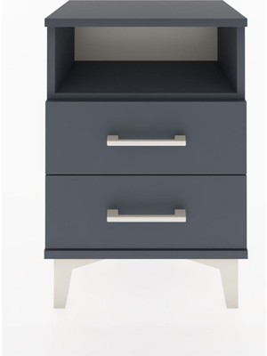 Arges Komodin Tek Raflı 2 Çekmeceli 44X30X64 Antrasit-Antrasit