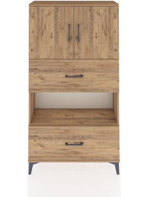Arges Dolap 3 Raflı 2 Çekmeceli 2 Kapaklı 88X30X163 Çam-Çam