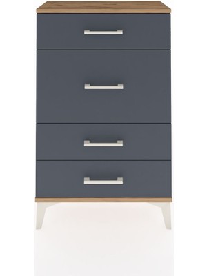Arges Komodin 4 Çekmeceli 60X30X96 Çam-Antrasit