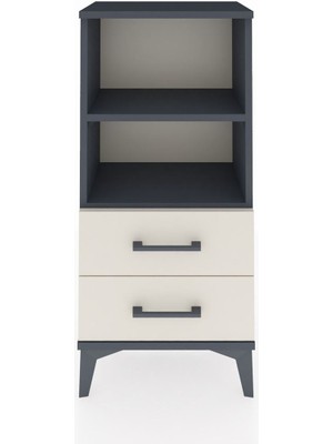 Arges Komodin 2 Raflı 2 Çekmeceli 44X30X96 Antrasit-Aytaşı