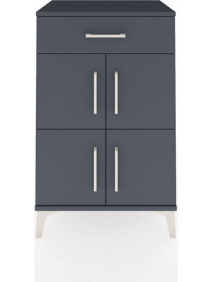 Hyperion Komodin Tek Raflı Tek Çekmeceli 4 Kapaklı 60X44X96 Antrasit-Antrasit