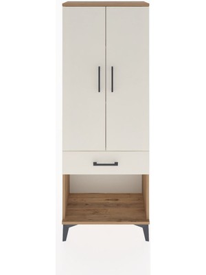 Arges Dolap 3 Raflı Tek Çekmeceli 2 Kapaklı 60X30X163 Çam-Aytaşı