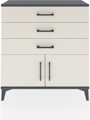 Arges Şifonyer Tek Raflı 3 Çekmeceli 2 Kapaklı 88X30X96 Antrasit-Aytaşı