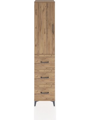 Hyperion Dolap 3 Raflı 3 Çekmeceli Tek Kapaklı 44X44X221 Çam-Çam