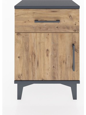 Arges Komodin Tek Raflı Tek Kapaklı 44X30X64 Antrasit-Çam