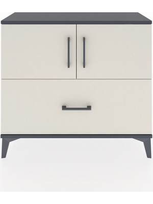 Arges Şifonyer 2 Raflı Tek Çekmeceli 2 Kapaklı 88X30X80 Antrasit-Aytaşı