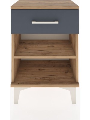 Arges Komodin Tek Raflı Tek Çekmeceli 44X30X64 Çam-Antrasit
