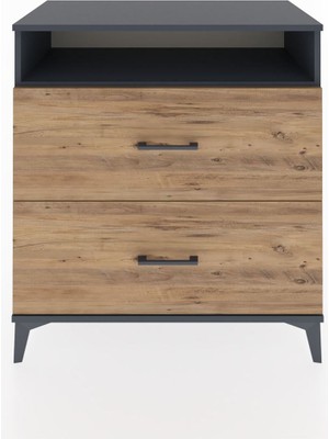 Hyperion Şifonyer Tek Raflı 2 Çekmeceli 88X44X96 Antrasit-Çam