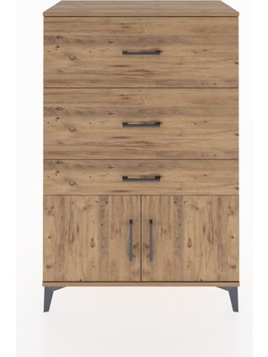 Hyperion Dolap 3 Çekmeceli 2 Kapaklı 88X44X134 Çam-Çam