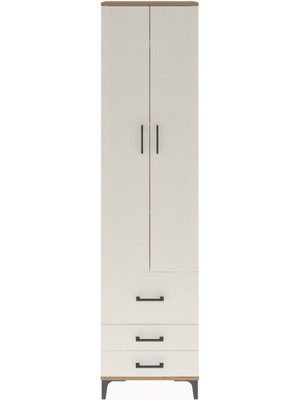 Arges Dolap 4 Raflı 3 Çekmeceli 2 Kapaklı 60X30X243 Çam-Aytaşı