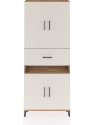 Arges Dolap 5 Raflı Tek Çekmeceli 4 Kapaklı 88X30X221 Çam-Aytaşı