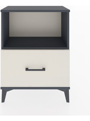 Arges Komodin Tek Raflı Tek Çekmeceli 60X30X80 Antrasit-Aytaşı