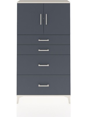 Arges Dolap 2 Raflı 4 Çekmeceli 2 Kapaklı 88X30X163 Aytaşı-Antrasit