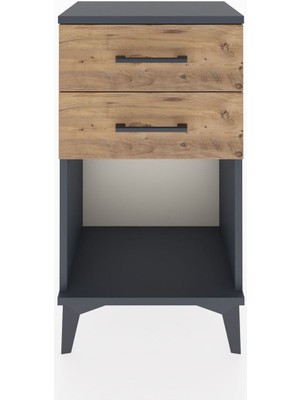 Arges Komodin 2 Çekmeceli 44X30X80 Antrasit-Çam