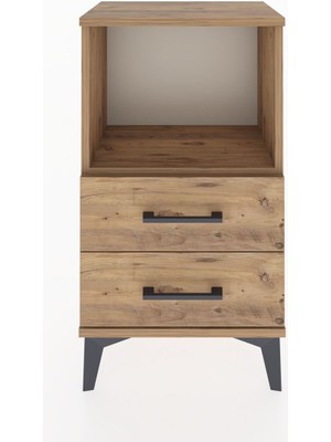 Arges Komodin Tek Raflı 2 Çekmeceli 44X30X80 Çam-Çam