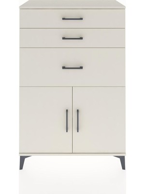 Hyperion Dolap Tek Raflı 3 Çekmeceli 2 Kapaklı 88X44X134 Aytaşı-Aytaşı
