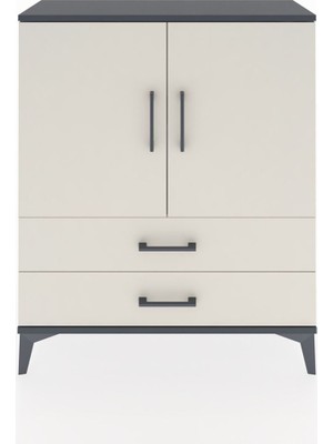Arges Şifonyer 2 Raflı 2 Çekmeceli 2 Kapaklı 88X30X106 Antrasit-Aytaşı
