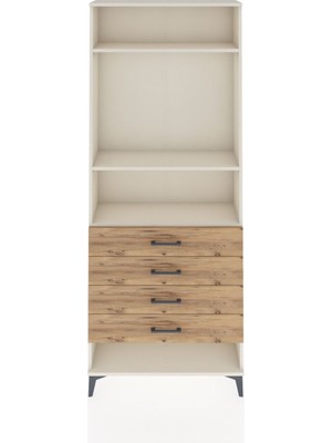 Arges Dolap 3 Raflı 4 Çekmeceli 88X30X221 Aytaşı-Çam