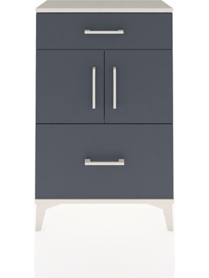 Arges Komodin Tek Raflı 2 Çekmeceli 2 Kapaklı 60X30X96 Aytaşı-Antrasit