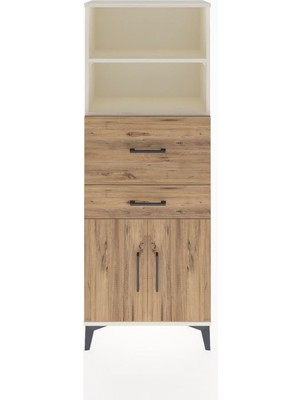 Arges Dolap 3 Raflı 2 Çekmeceli 2 Kapaklı 60X30X163 Aytaşı-Çam