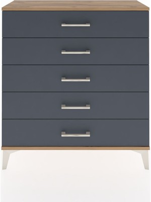 Arges Şifonyer 5 Çekmeceli 88X30X96 Çam-Antrasit