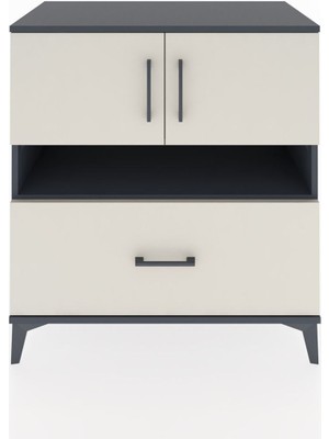 Hyperion Şifonyer 2 Raflı Tek Çekmeceli 2 Kapaklı 88X44X96 Antrasit-Aytaşı