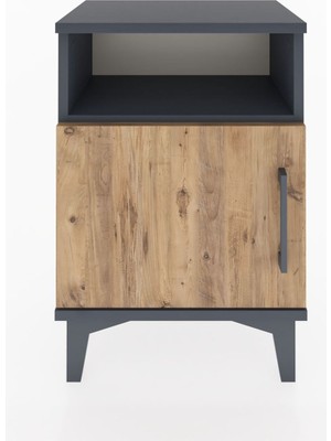 Arges Komodin 2 Raflı Tek Kapaklı 44X30X64 Antrasit-Çam