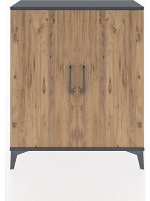 Arges Şifonyer Tek Raflı 2 Kapaklı 88X30X106 Antrasit-Çam