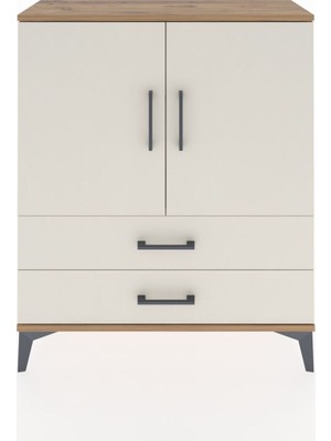 Arges Şifonyer 2 Raflı 2 Çekmeceli 2 Kapaklı 88X30X106 Çam-Aytaşı