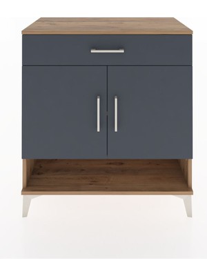 Hyperion Şifonyer 2 Raflı Tek Çekmeceli 2 Kapaklı 88X44X96 Çam-Antrasit