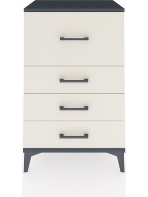 Hyperion Komodin 4 Çekmeceli 60X44X96 Antrasit-Aytaşı