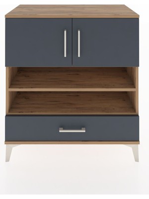 Hyperion Şifonyer 3 Raflı Tek Çekmeceli 2 Kapaklı 88X44X96 Çam-Antrasit