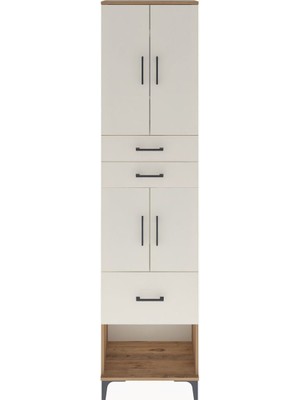 Arges Dolap 4 Raflı 3 Çekmeceli 4 Kapaklı 60X30X243 Çam-Aytaşı