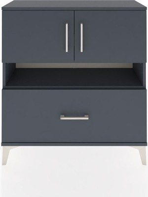 Arges Şifonyer 3 Raflı Tek Çekmeceli 2 Kapaklı 88X30X96 Antrasit-Antrasit