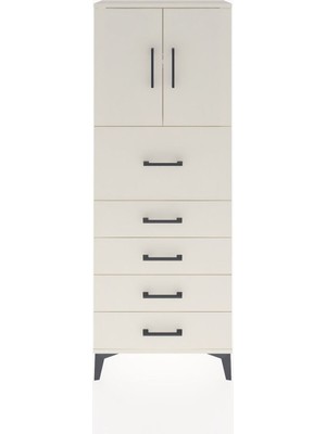 Arges Dolap 2 Raflı 5 Çekmeceli 2 Kapaklı 60X30X163 Aytaşı-Aytaşı