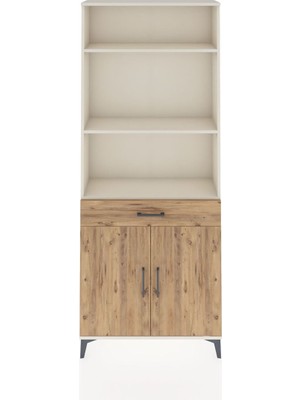 Arges Dolap 4 Raflı Tek Çekmeceli 2 Kapaklı 88X30X221 Aytaşı-Çam