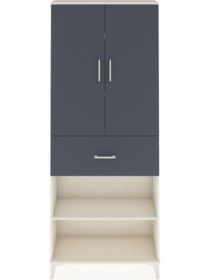 Arges Dolap 4 Raflı Tek Çekmeceli 2 Kapaklı 88X30X221 Aytaşı-Antrasit