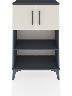 Arges Komodin 2 Raflı 2 Kapaklı 60X30X96 Antrasit-Aytaşı