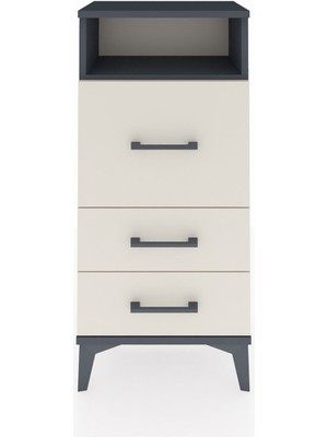 Arges Komodin Tek Raflı 3 Çekmeceli 44X30X96 Antrasit-Aytaşı