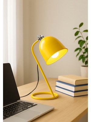 Sarı Renkli Retro Masa ve Gece Lambası, Şık ve Modern Tasarım