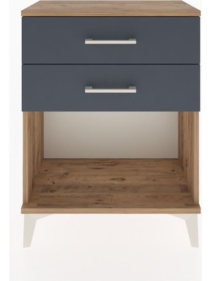 Arges Komodin 2 Çekmeceli 60X30X80 Çam-Antrasit