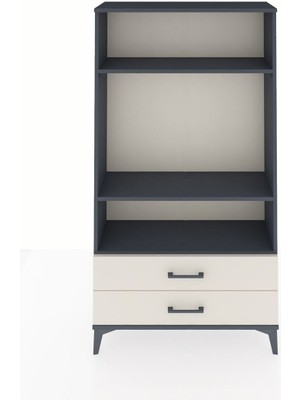 Arges Dolap 3 Raflı 2 Çekmeceli 88X30X163 Antrasit-Aytaşı