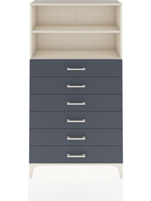 Arges Dolap 2 Raflı 6 Çekmeceli 88X30X163 Aytaşı-Antrasit