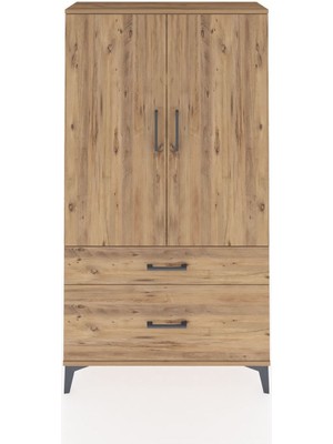 Arges Dolap 3 Raflı 2 Çekmeceli 2 Kapaklı 88X30X163 Çam-Çam